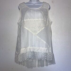 Casual Express Sleeveless Tank Top Off White Lace L
